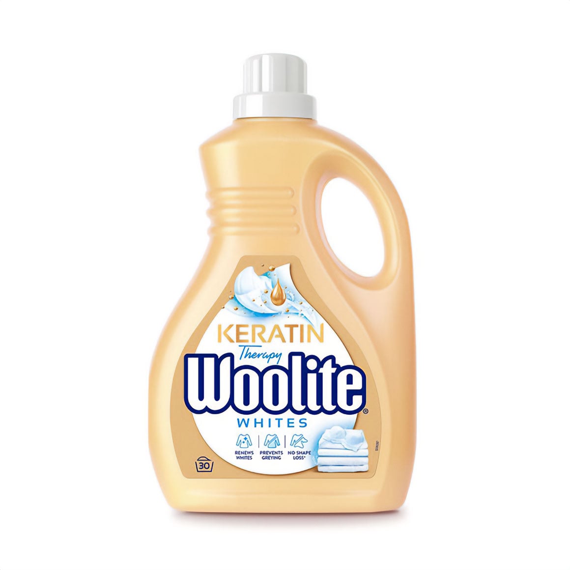 Рідкий засіб для прання Woolite Keratin Therapy Whites для світлих та білих тканин, з кератином, 30 циклів прання, 1.8 л